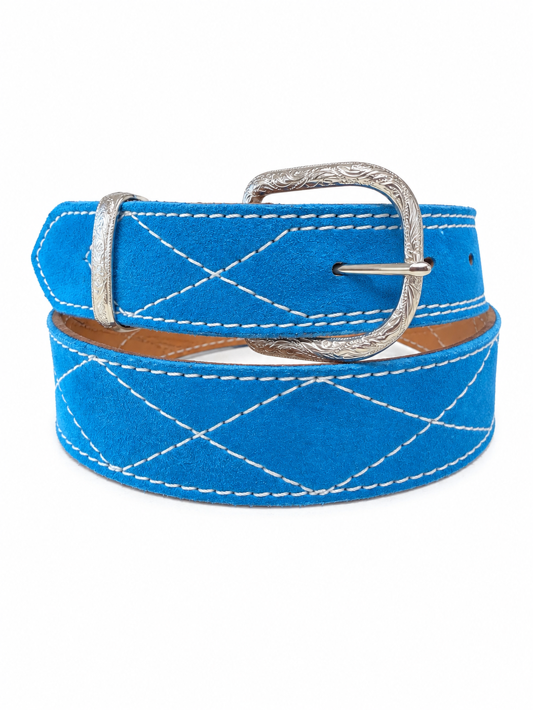 COMAL BLUE - DIAMOND STITCH BELT