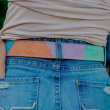 MULTI-COLOR SUEDE PATCHWORK BELT