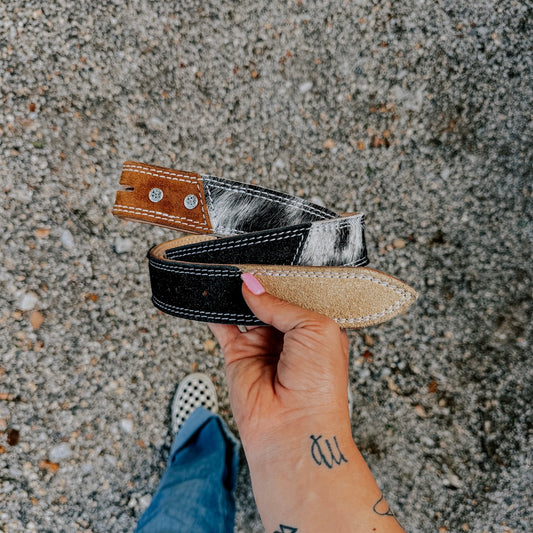 MULTI-COLOR SUEDE PATCHWORK BELT - HAIR ON HIDE